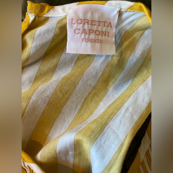 Loretta Caponi Striped Cotton Dress - Yellow & White - Picture 10 of 10